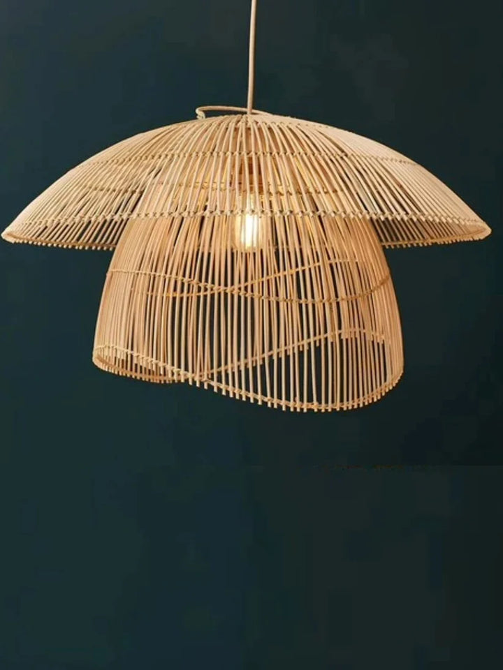 Bamboo Hanging Light for Staircase | Rattan Pendant Lamp - Verre