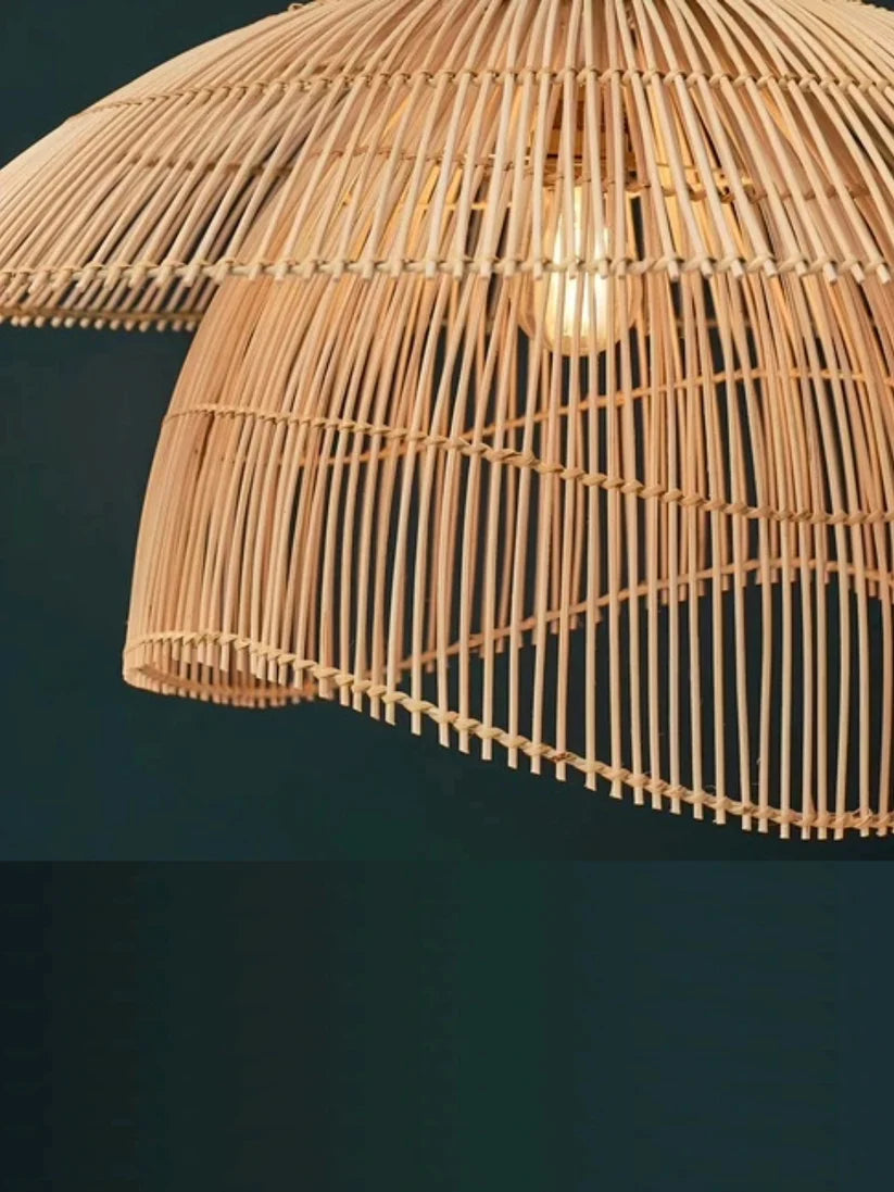 Bamboo Hanging Light for Staircase | Rattan Pendant Lamp - Verre