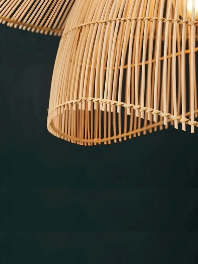 Bamboo Hanging Light for Staircase | Rattan Pendant Lamp - Verre