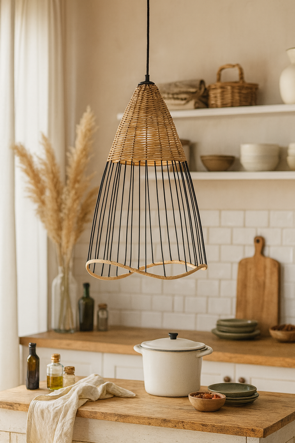Bamboo Pendant Light for Living Room - Angel by Luxury Rattan Handicrafts 