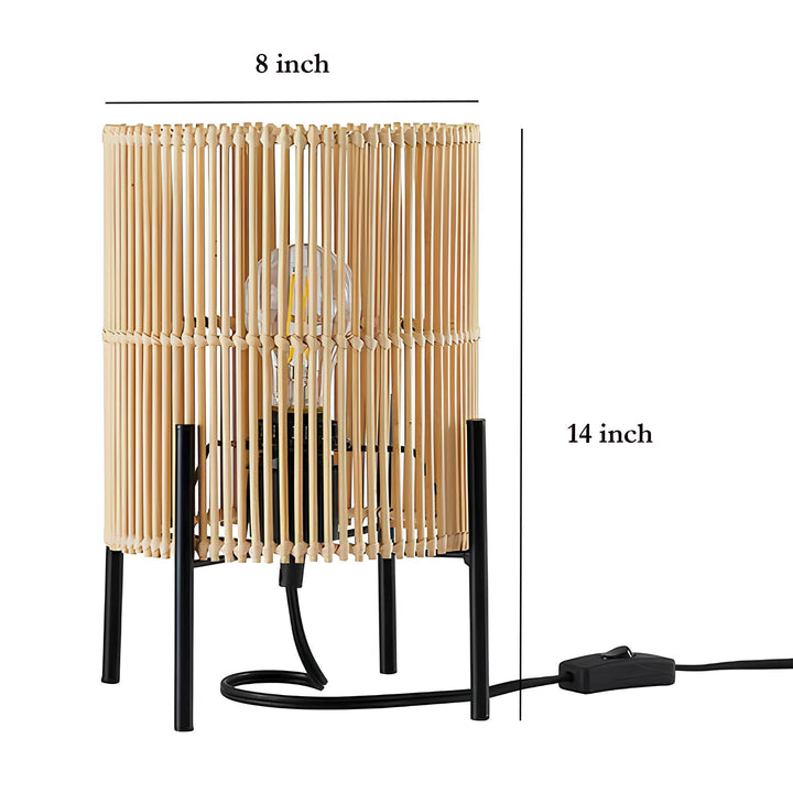 Rattan Table Lamp for Living Room | Bamboo Bedside Table Lamp - Artina