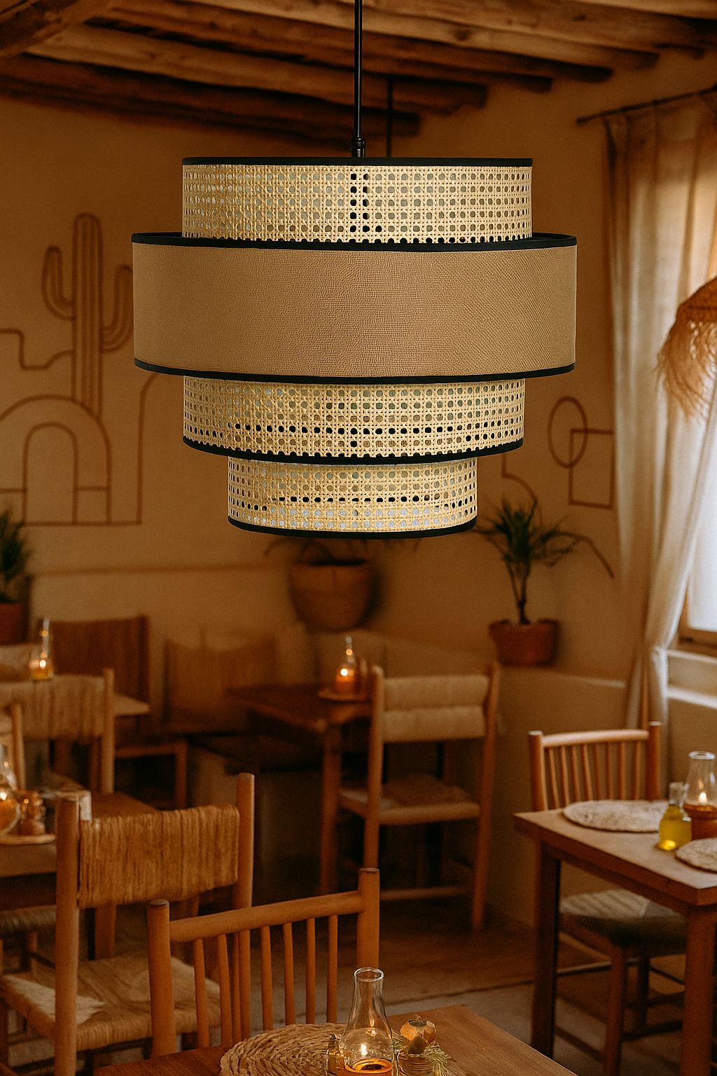 Bamboo Hanging Light for Living Room | Cane Pendant Lamp - Otto