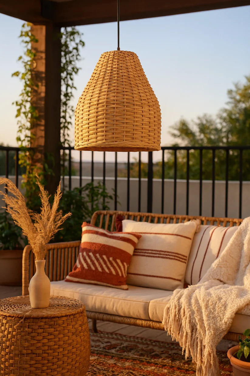 Bamboo Hanging Light for Hallway | Rattan Pendant Lamp - Asher