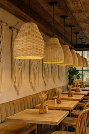 Bamboo Hanging Light for Hallway | Rattan Pendant Lamp - Asher