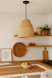 Bamboo Hanging Light for Hallway | Rattan Pendant Lamp - Asher