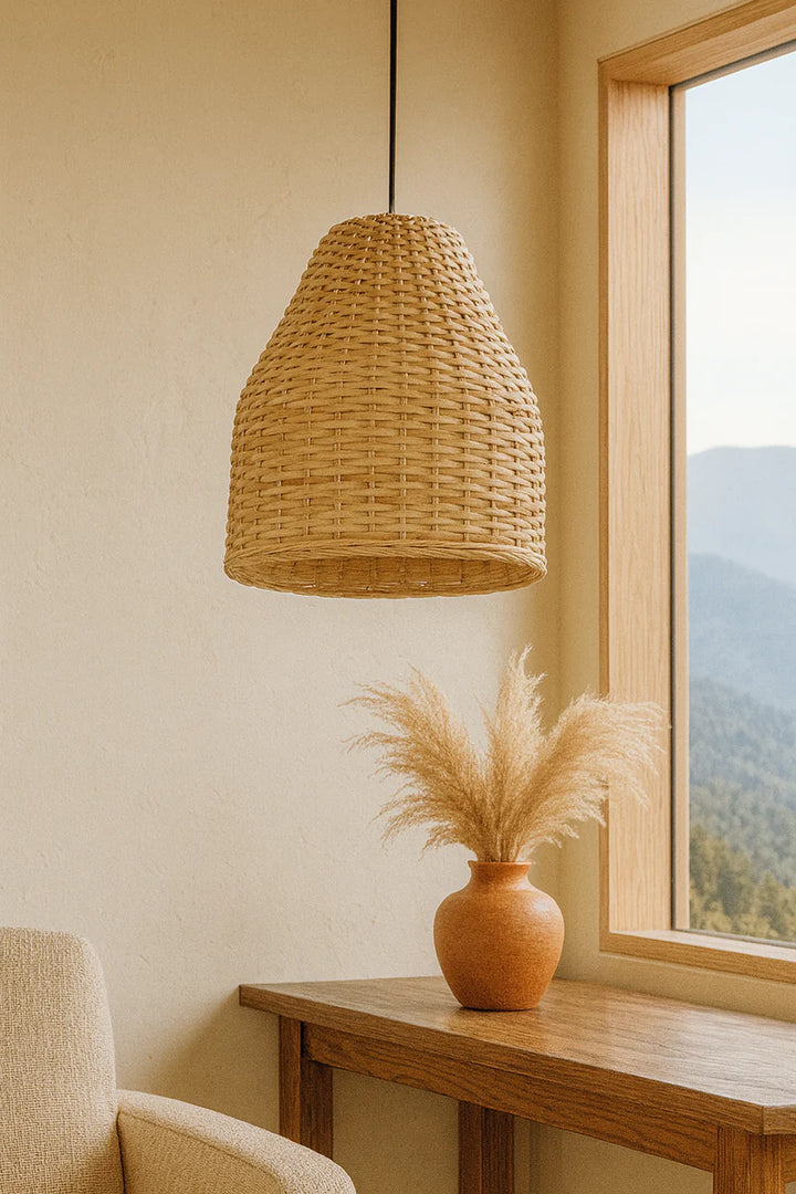 Bamboo Hanging Light for Hallway | Rattan Pendant Lamp - Asher