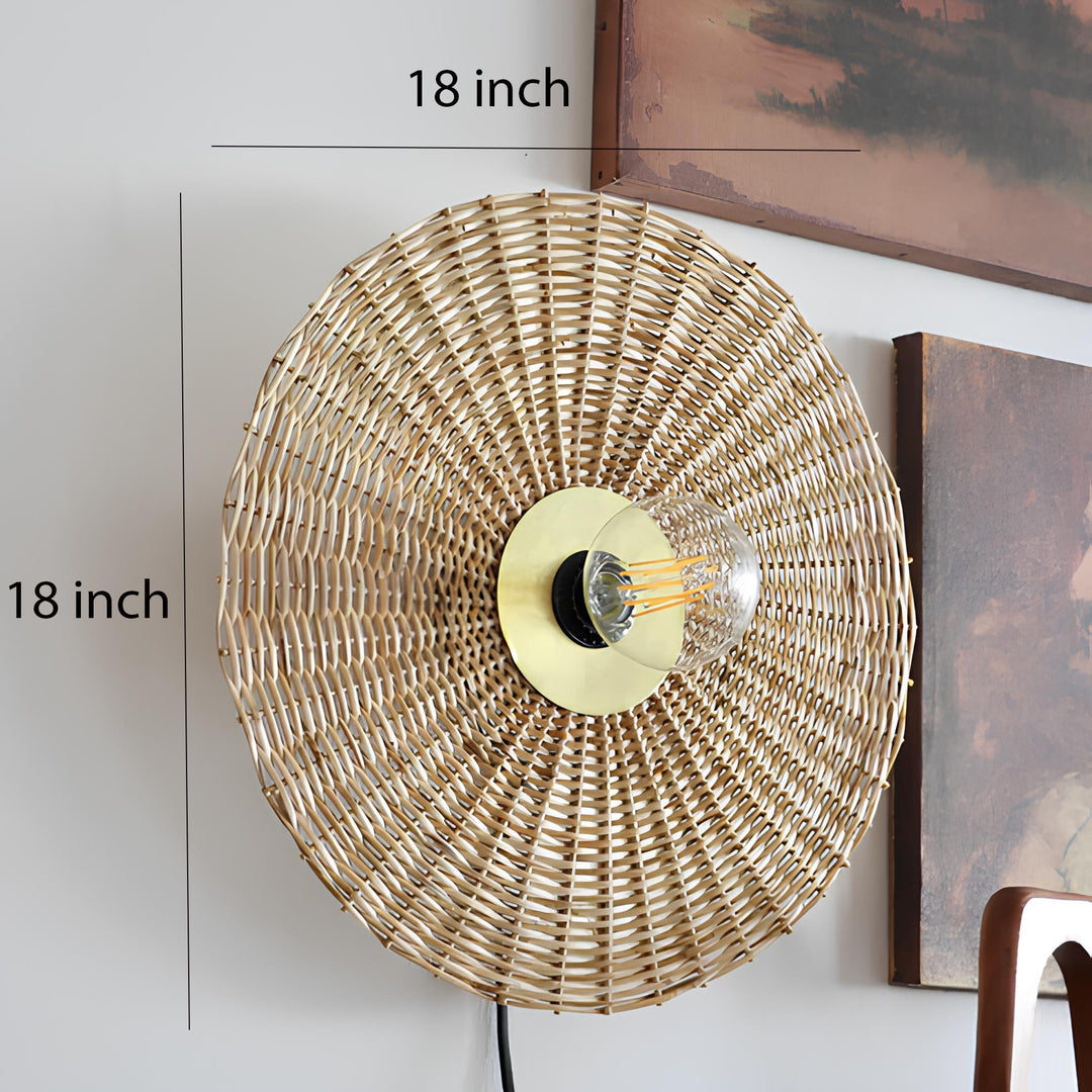 Jute Wall Lamp for Hallway | Bamboo Wall Sconce- Baxter