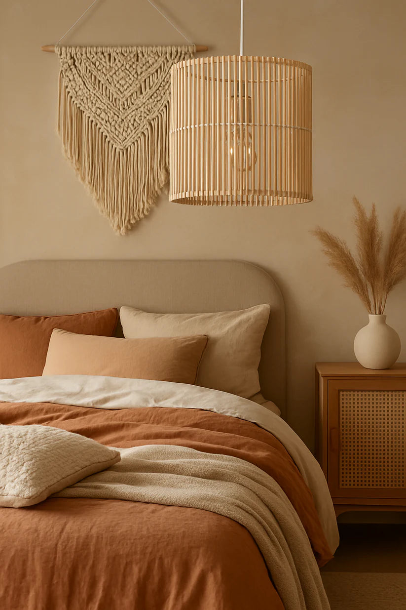 Bamboo Hanging Light for Bedroom | Rattan Pendant Lamp - Avital