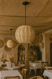 Bamboo Ceiling Light for Dining Room | Rattan Flush Mount Lamp - Avril