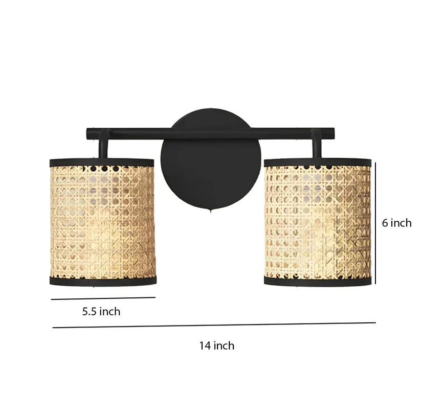 Wicker Wall Light for Living Room | Bamboo Wall Lamp - Azure