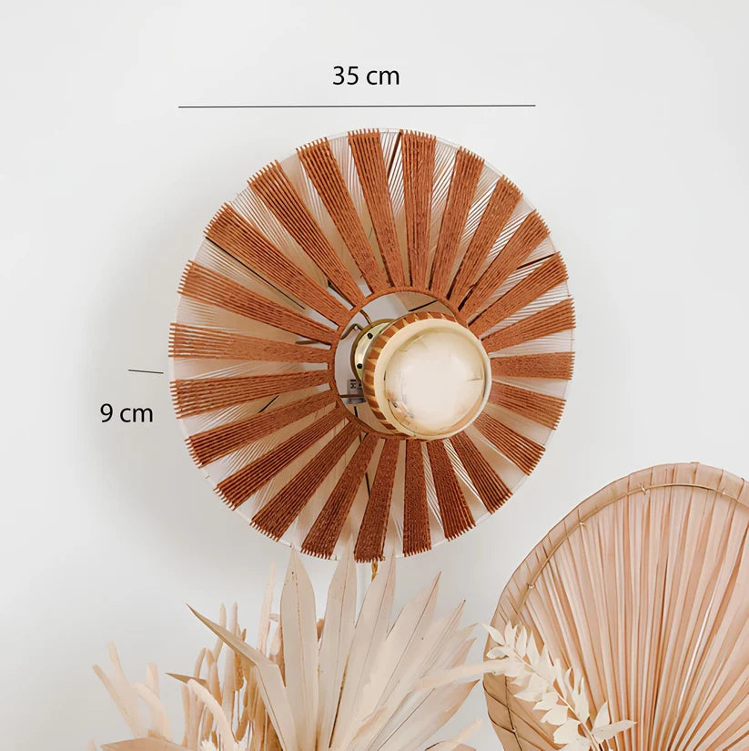 Jute Wall Lamp for Bedroom | Natural Wall Sconce - Aldous