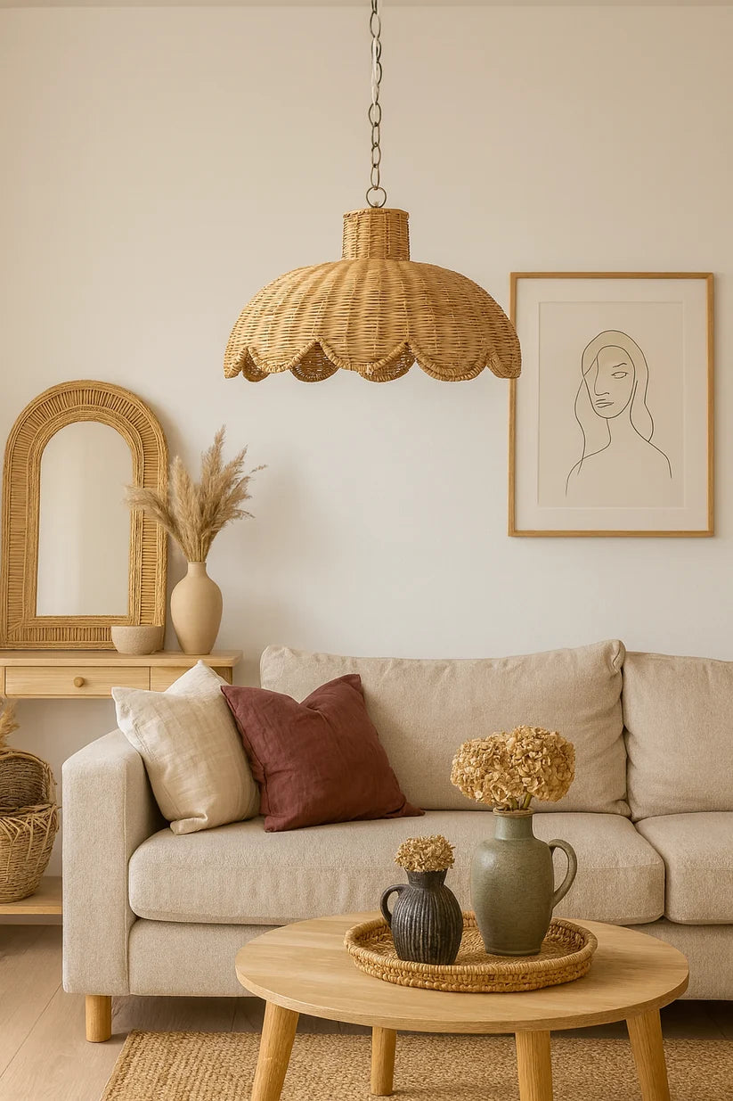 Wicker Hanging Light for Kitchen | Rattan Pendant Lamp - Casata