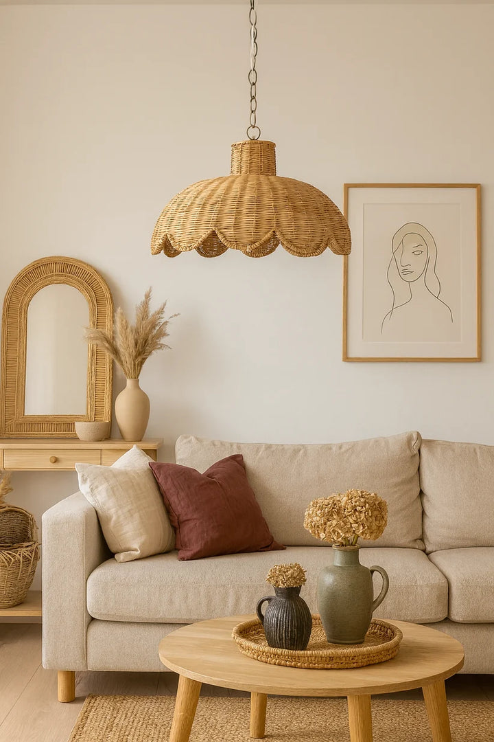 Wicker Hanging Light for Kitchen | Rattan Pendant Lamp - Casata
