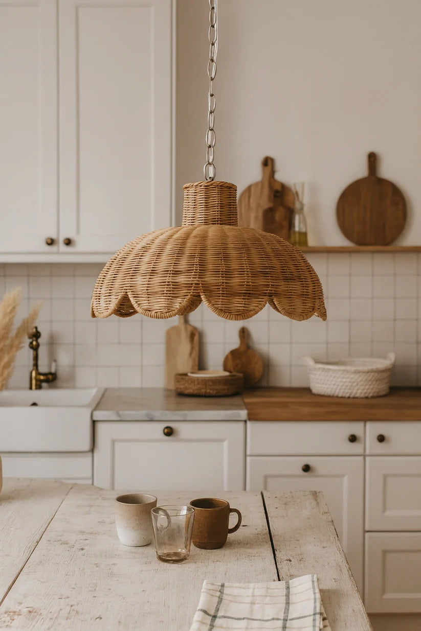 Wicker Hanging Light for Kitchen | Rattan Pendant Lamp - Casata