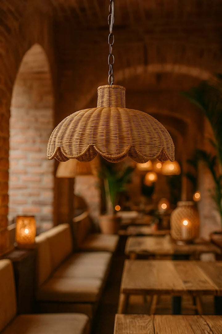 Wicker Hanging Light for Kitchen | Rattan Pendant Lamp - Casata