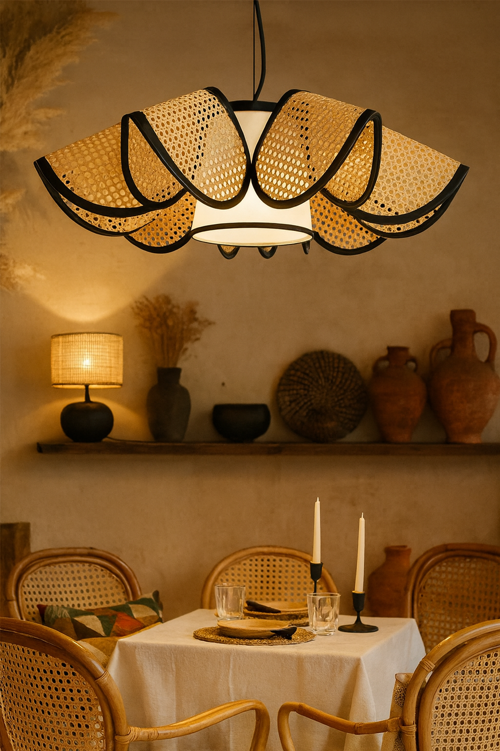 Rattan Hanging Lamp | Bamboo Hanging Lamp | Cane Hanging Lamp - NELSON - Image 3
