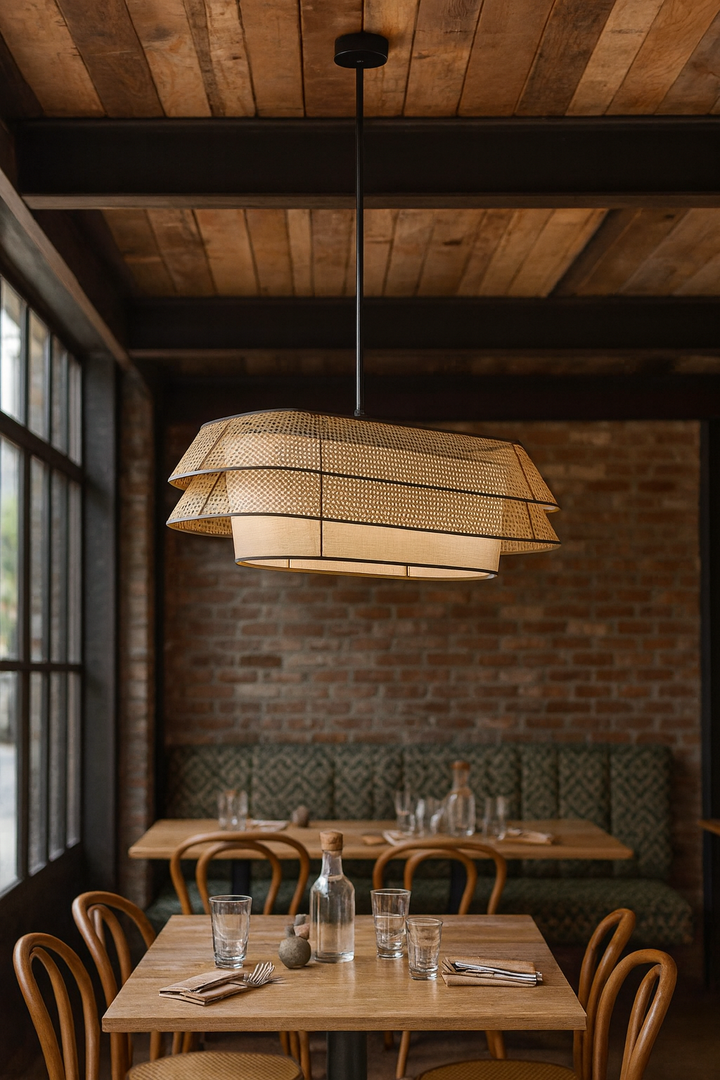 Bamboo Pendant Light for Living Room | Handmade Pendant Light - FLETCHER by Luxury Rattan Handicrafts 
