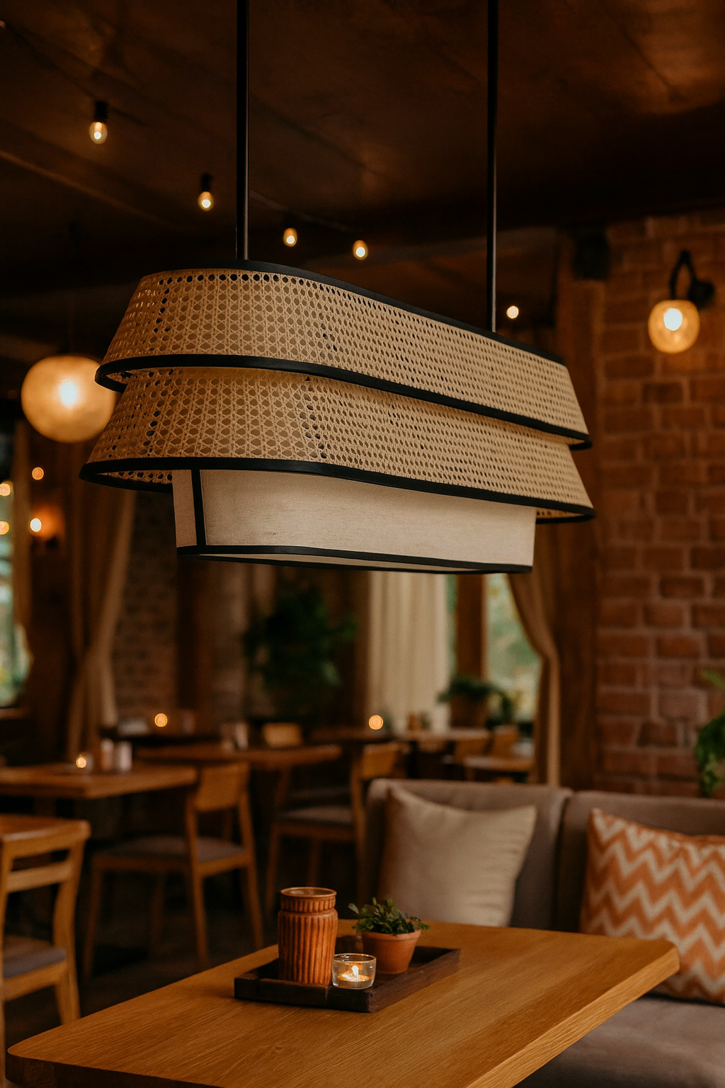 Bamboo Pendant Light for Living Room | Handmade Pendant Light - FLETCHER by Luxury Rattan Handicrafts 
