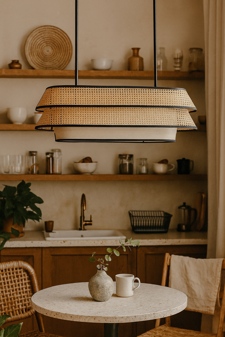 Bamboo Pendant Light for Living Room | Handmade Pendant Light - FLETCHER by Luxury Rattan Handicrafts 