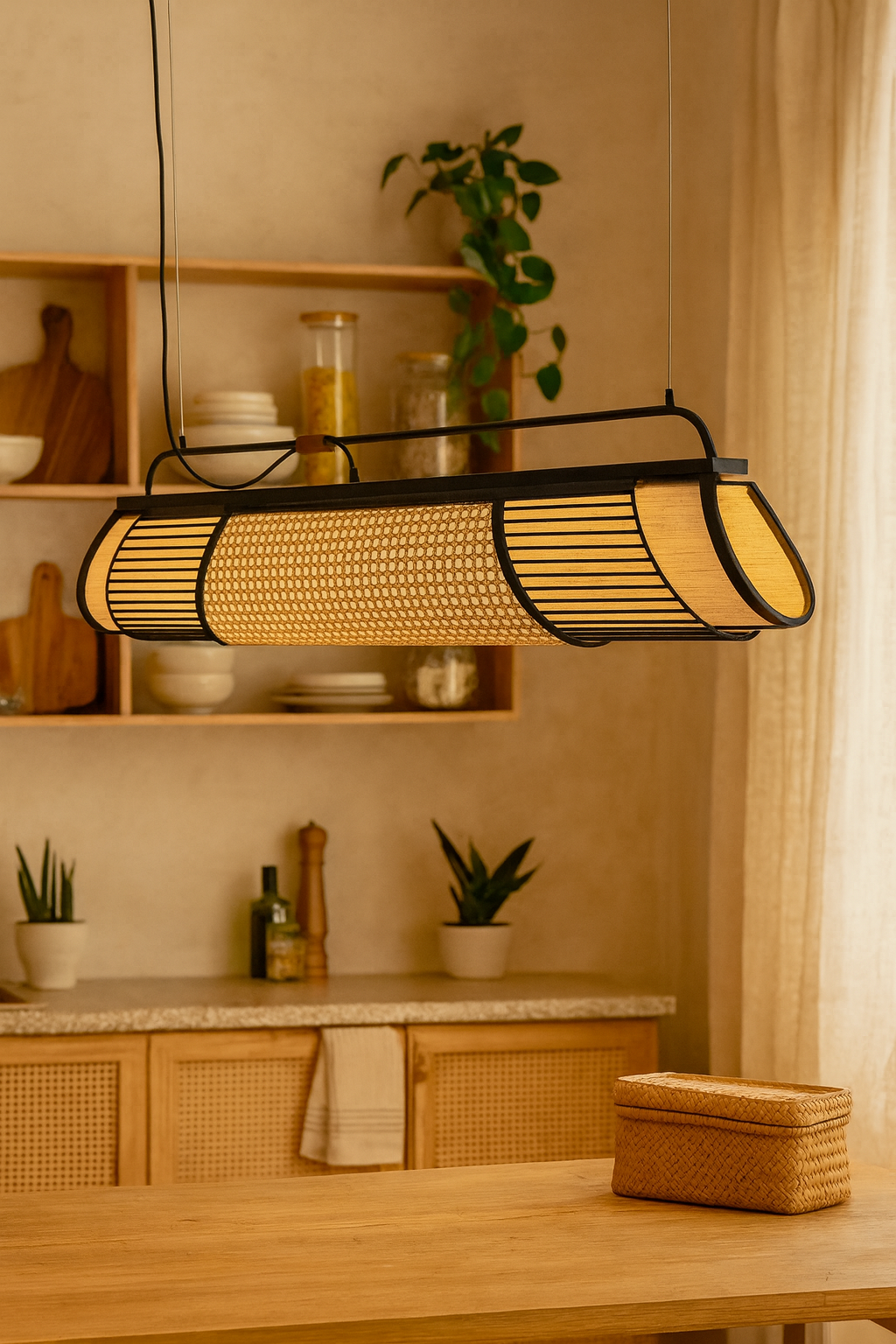 Rattan Hanging Lamp | Bamboo Hanging Lamp | Cane Hanging Lamp - LIZBETH - Image 1