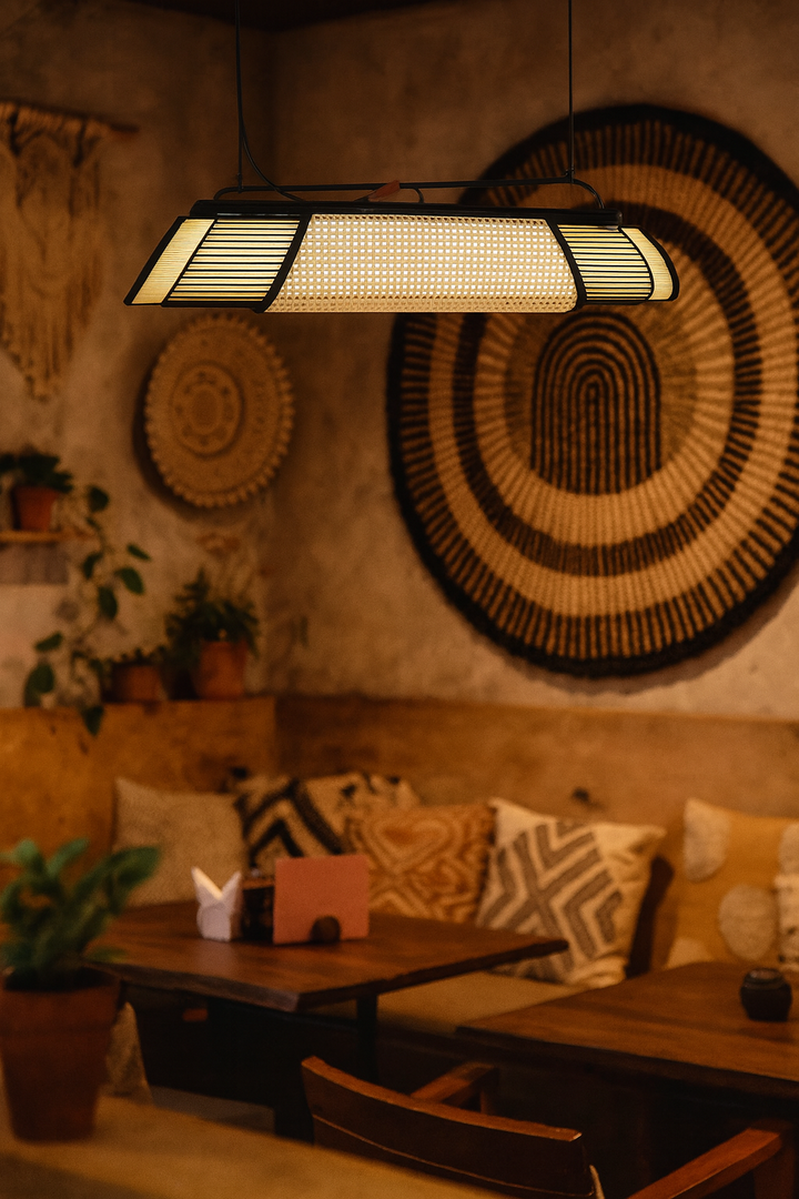 Rattan Hanging Lamp | Bamboo Hanging Lamp | Cane Hanging Lamp - LIZBETH - Image 3
