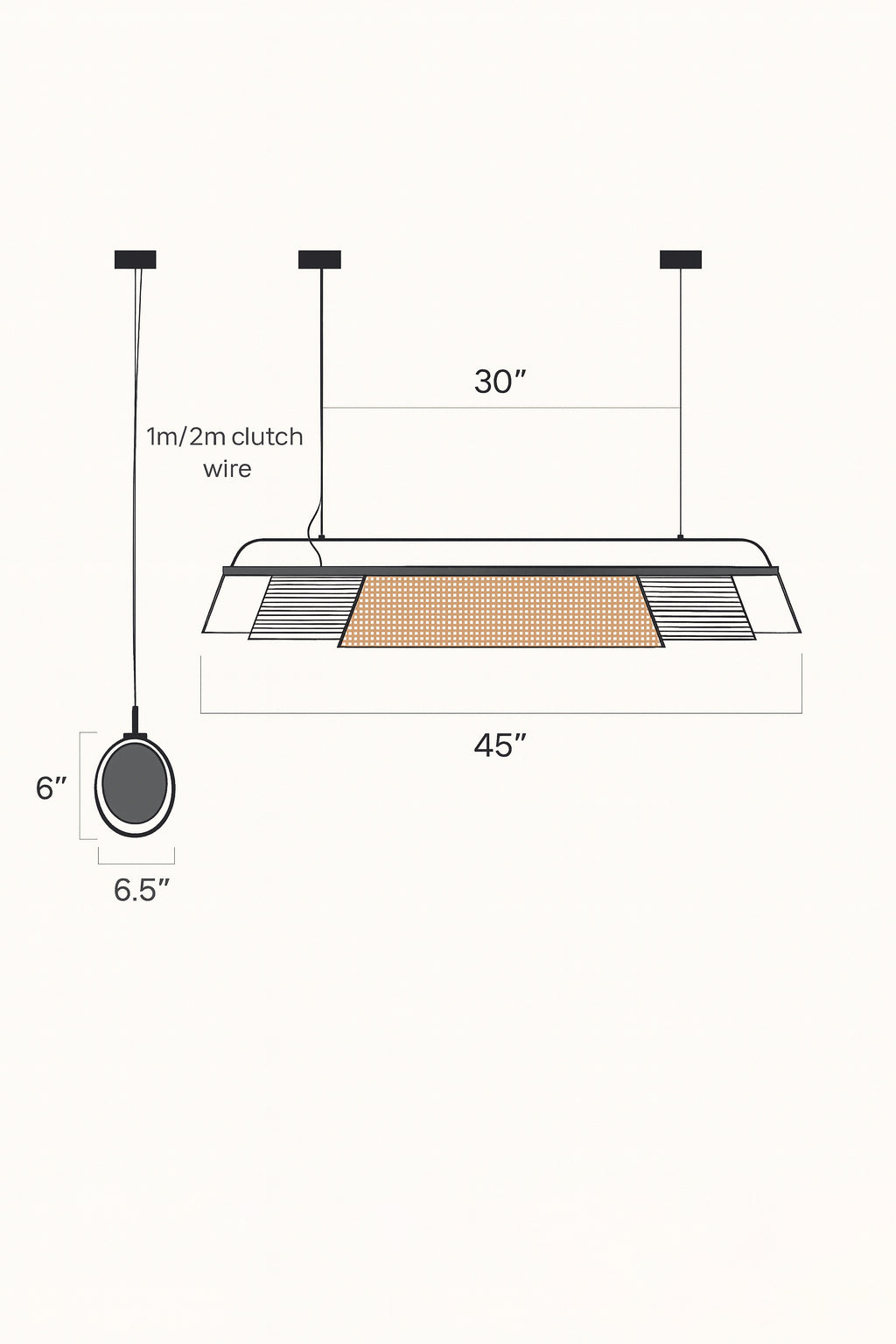 Rattan Hanging Lamp | Bamboo Hanging Lamp | Cane Hanging Lamp - LIZBETH - Image 5