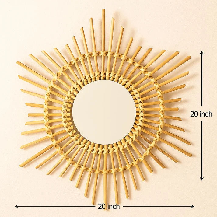Rattan Wall Mirror for Dining Room | Cane Round Mirror - Drydenshire