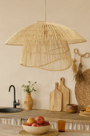 Bamboo Hanging Light for Staircase | Rattan Pendant Lamp - Verre