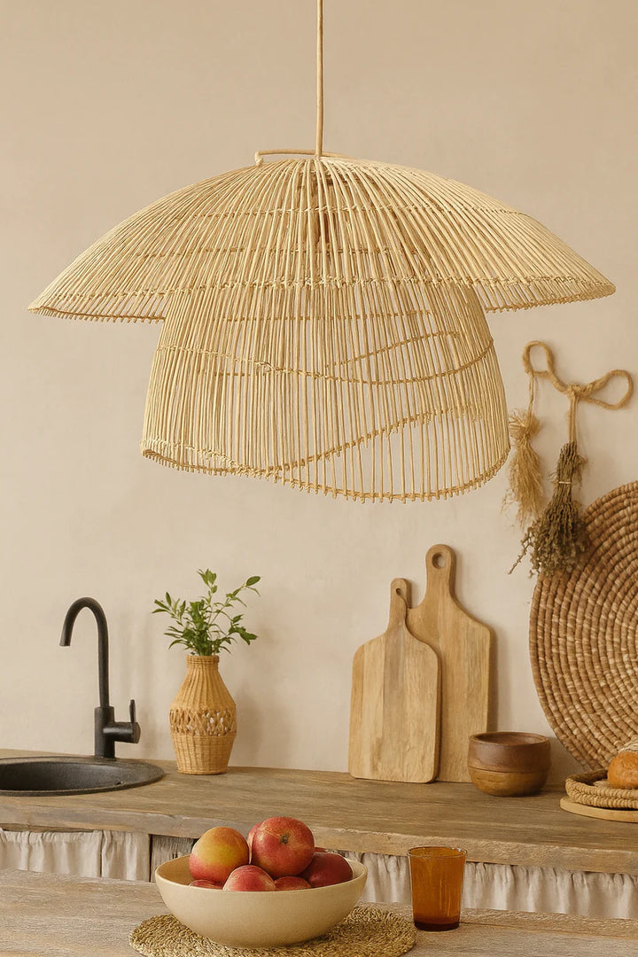 Bamboo Hanging Light for Staircase | Rattan Pendant Lamp - Verre