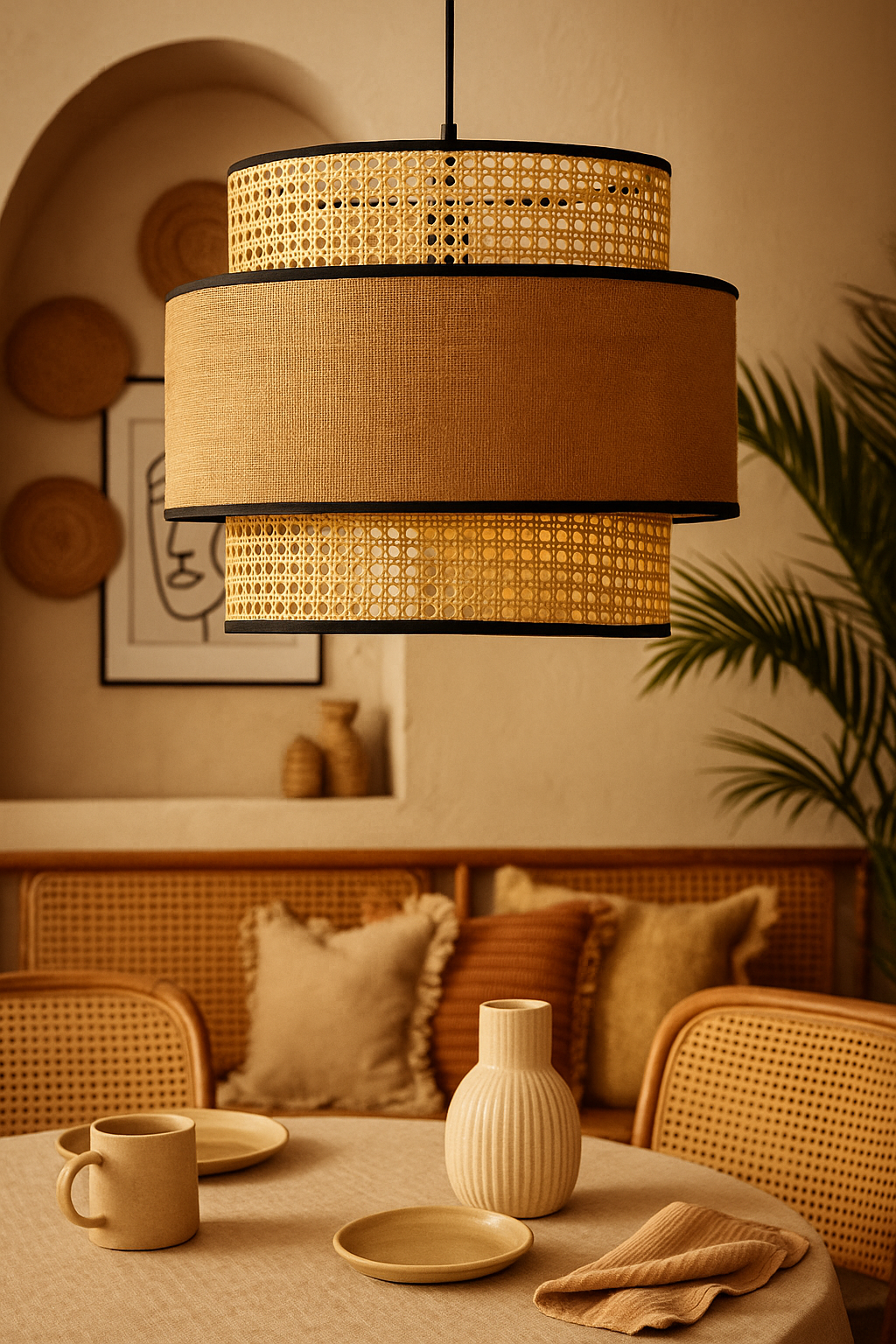 Bamboo Hanging Light for Kitchen | Cane Pendant Lamp - Holt