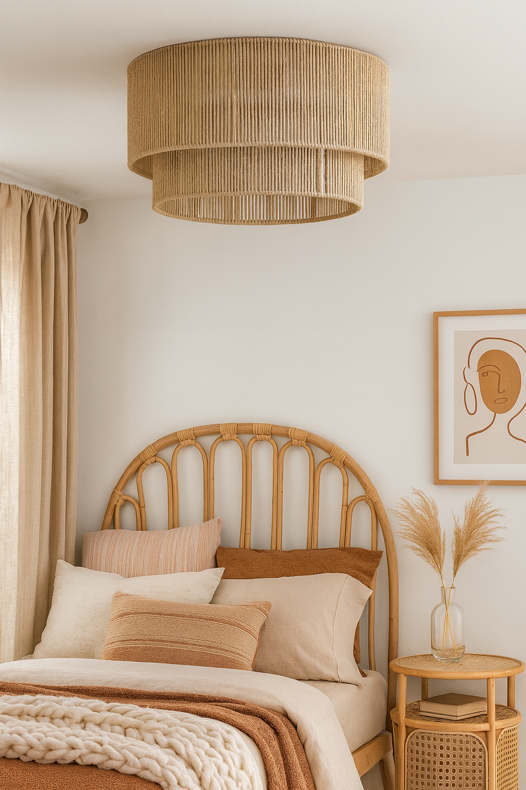 Jute Hanging Light for Kitchen | Natural Pendant Lamp - Torin
