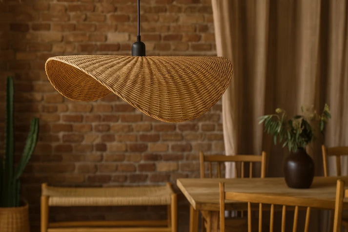 Rattan Hanging Light for Living Room | Bamboo Pendant Lamp - Baxton
