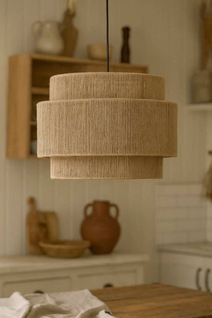 Jute Hanging Light for Bedroom | Natural Pendant Lamp - Niall