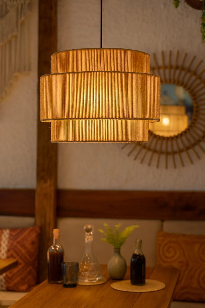 Jute Hanging Light for Bedroom | Natural Pendant Lamp - Niall