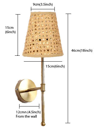 Cane Wall Light for Kitchen | Bamboo Wall Lamp - Everett