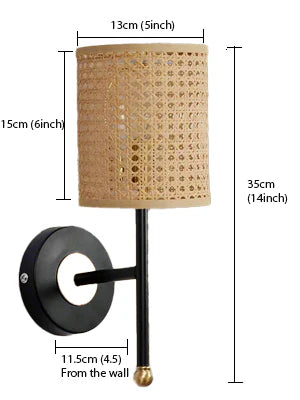 Cane Wall Light for Kitchen | Rattan Wall Sconce - Foster