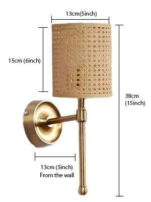 Wicker Wall Sconce for Bathroom | Cane Wall Lamp- Falkonhurstby