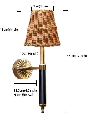 Cane Wall Lamp for Living Room | Wicker Wall Sconce - Odika