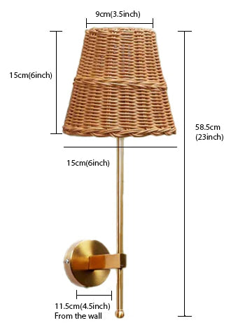 Cane Wall Lamp for Living Room | Bamboo Wall Light - Bram