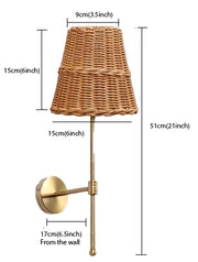 Rattan Wall Lamp for Living Room | Wicker Wall Sconce - Ulwinton
