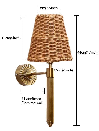 Wicker Wall Light for Study Room | Cane Wall Lamp- Everardoby