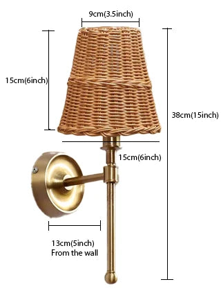 Wicker Wall Light for Hallway | Cane Wall Lamp - Catofordby