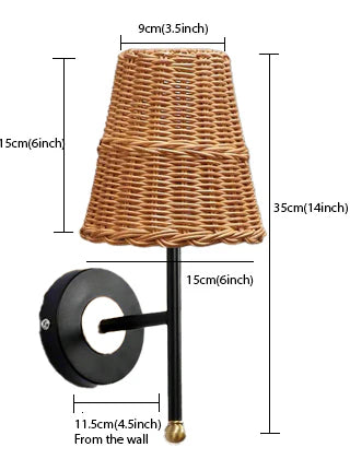 Cane Wall Sconce for Dining Room | Rattan Wall Light - Jareth