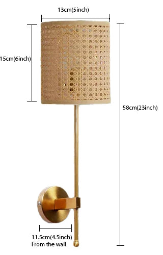 Rattan Wall Sconce for Dining Room | Wicker Wall Lamp - Quillton