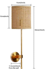 Rattan Wall Sconce for Dining Room | Wicker Wall Lamp - Quillton