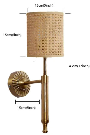 Rattan Wall Light for Hallway | Bamboo Wall Sconce - Wardenshire