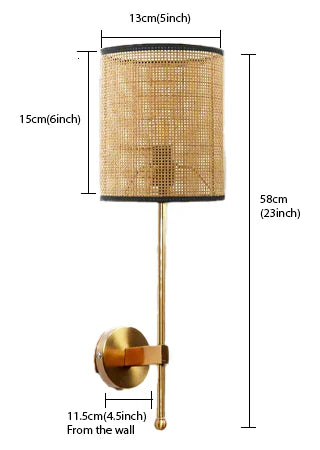 Cane Wall Sconce for Dining Room | Bamboo Wall Lamp - Ignatius