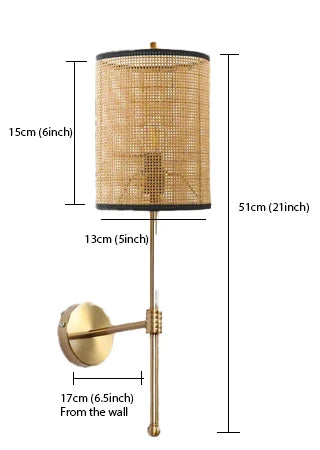 Rattan Wall Sconce for Hallway | Cane Wall Lamp - Rafferston