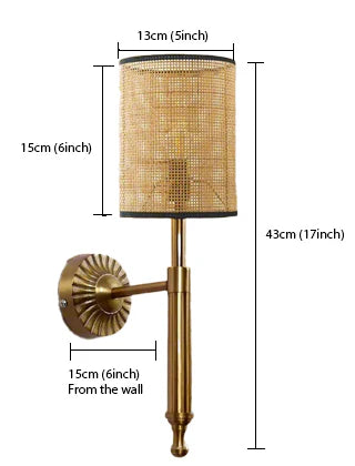 Cane Wall Sconce for Bedroom | Wicker Wall Light - Hendrix