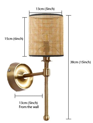 Bamboo Wall Light for Hallway | Rattan Wall Sconce - Roscoe